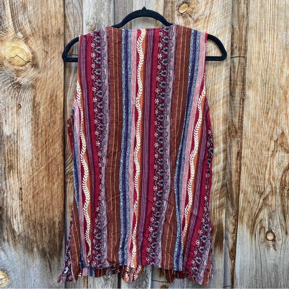 Sleeveless boho tank top blouse, earthy colors, flowy hippie style, size Medium - Picture 2 of 9